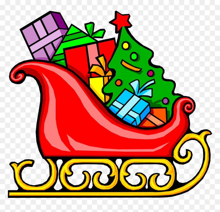 Santa"s Sled - Santa's Sleigh With Presents, HD Png Download - santa sleigh silhouette png
