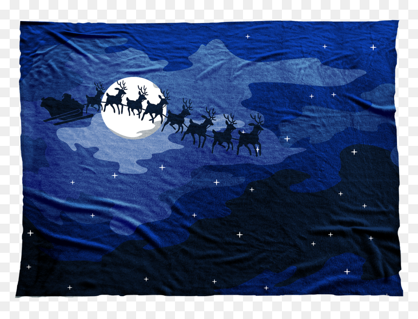 Santa"s Sleigh Flying Against A Blue Night Sky - Herd, HD Png Download - santa sleigh silhouette png