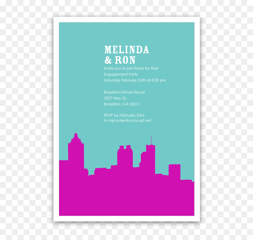 Atlanta Skyline Silhouette Party Invitations Ian Amp - Skyline, HD Png Download - atlanta skyline png