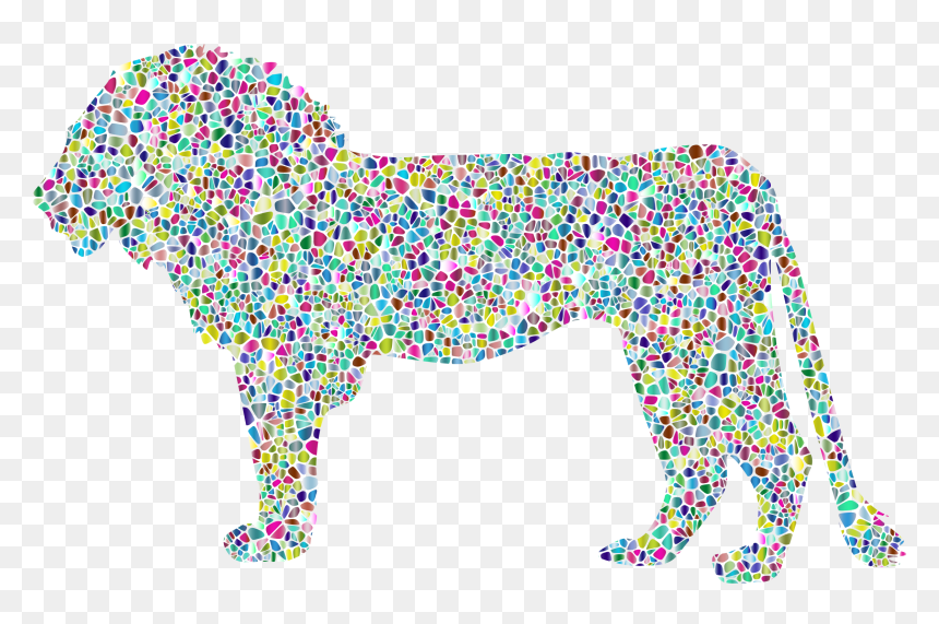 Polyprismatic Tiled Lion Profile Silhouette Clip Arts - Clip Art, HD Png Download - wolf silhouette png