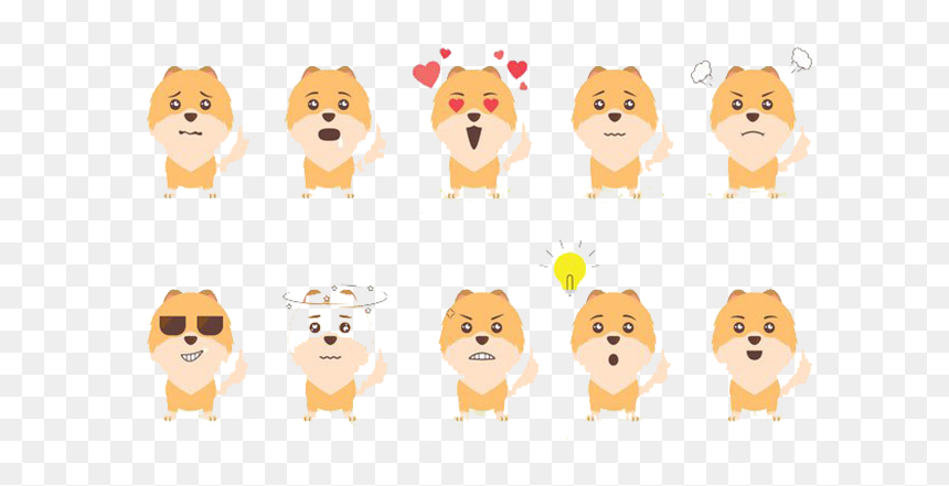 Emoticon Sunglasses Pomeranian Series Breed Dog Face - Pomeranian Cartoon, HD Png Download - cartoon face png