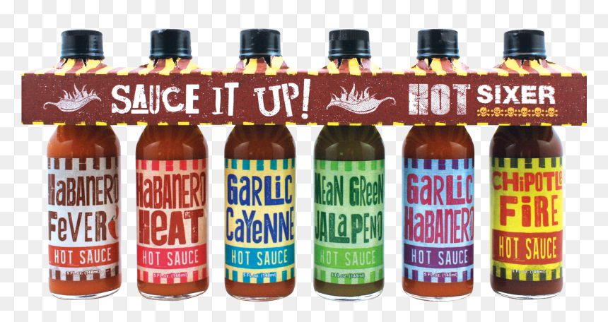 Hot Sixer Hot Sauce 6 Pack - Glass Bottle, HD Png Download - hot sauce png