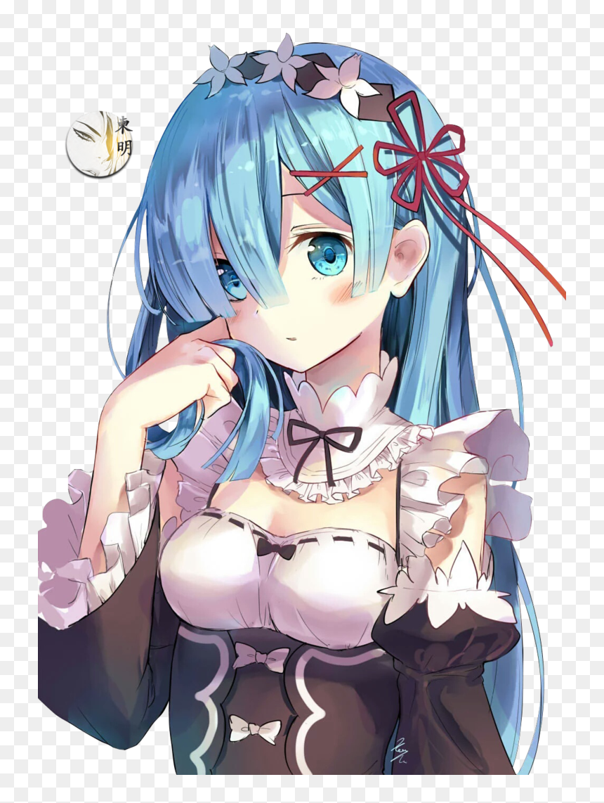 Zero All About Rem Credits To Owners - Rem Re Zero Long Hair, HD Png Download - rem png
