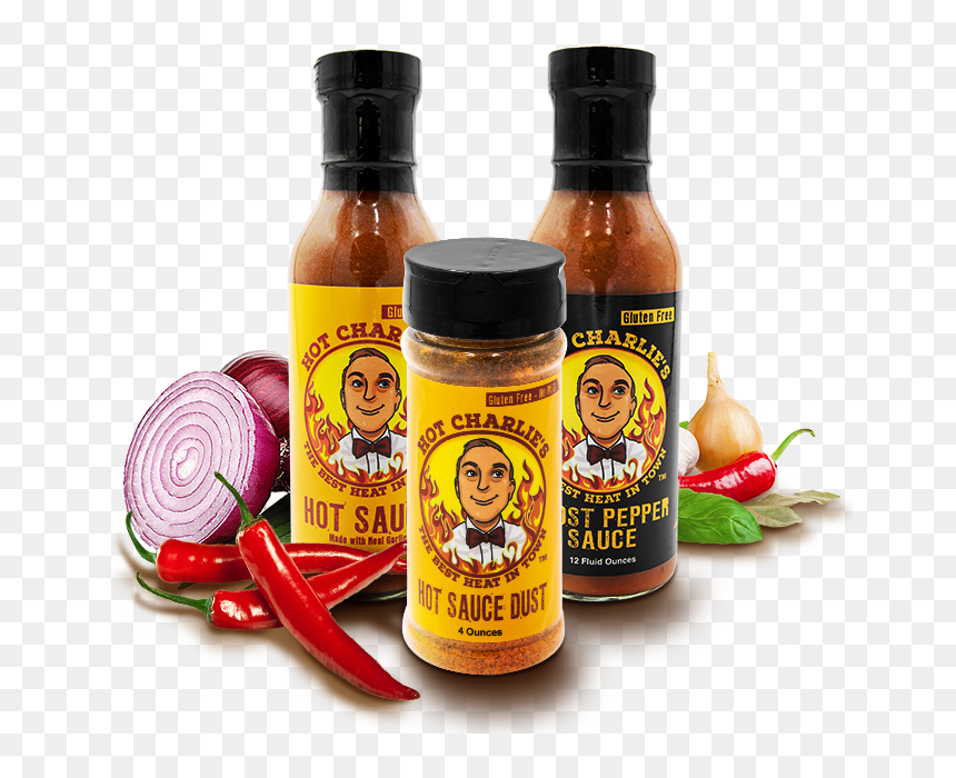 Hotcharlies Sauce Bottls 1 1 - Sauce Banner, HD Png Download - hot sauce png