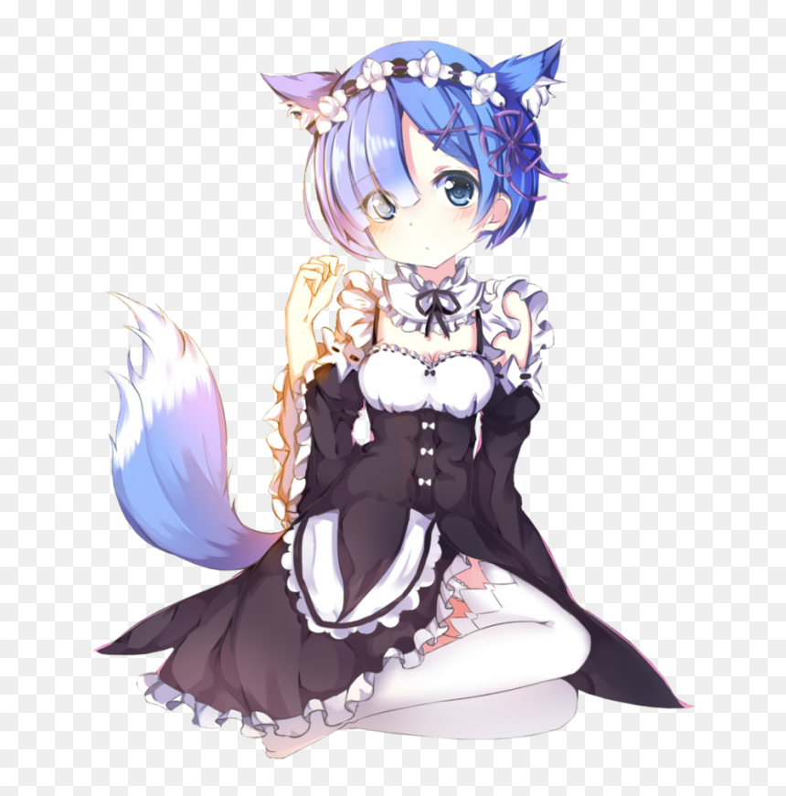 #anime #anime Тян #anime Тян #anime Kawaii #png #png - Rem Re Zero Cat, Transparent Png - rem png