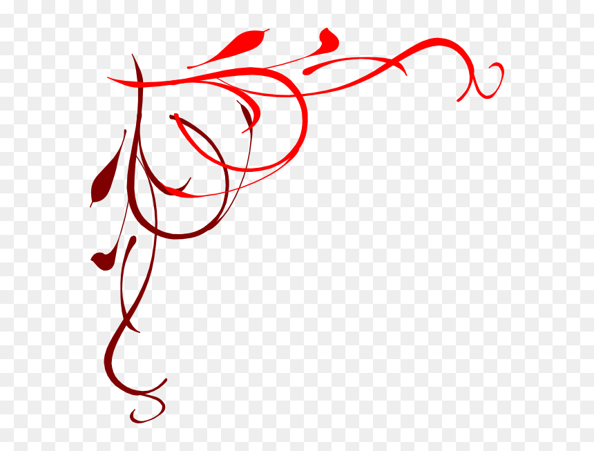 Heart Flourish Red Clip Art At Clker - Blue Corner Frame Png, Transparent Png - flourishes png