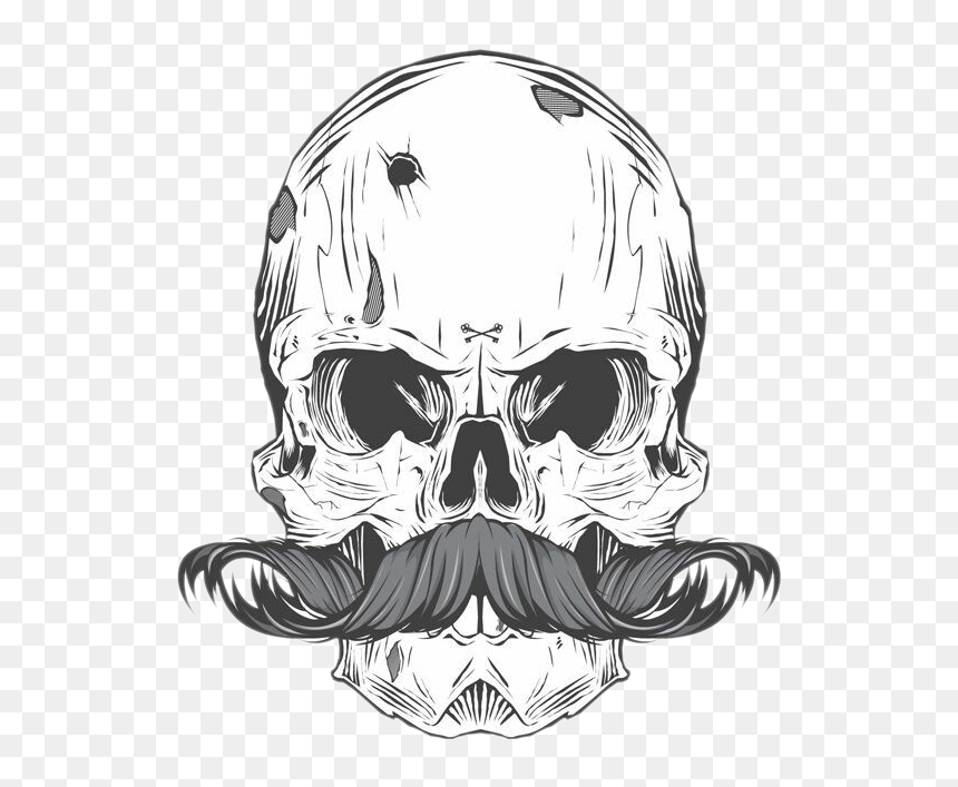 Tattoo Bearded Skull Calavera Finger Moustache Clipart - Skull Moustache, HD Png Download - mexican mustache png