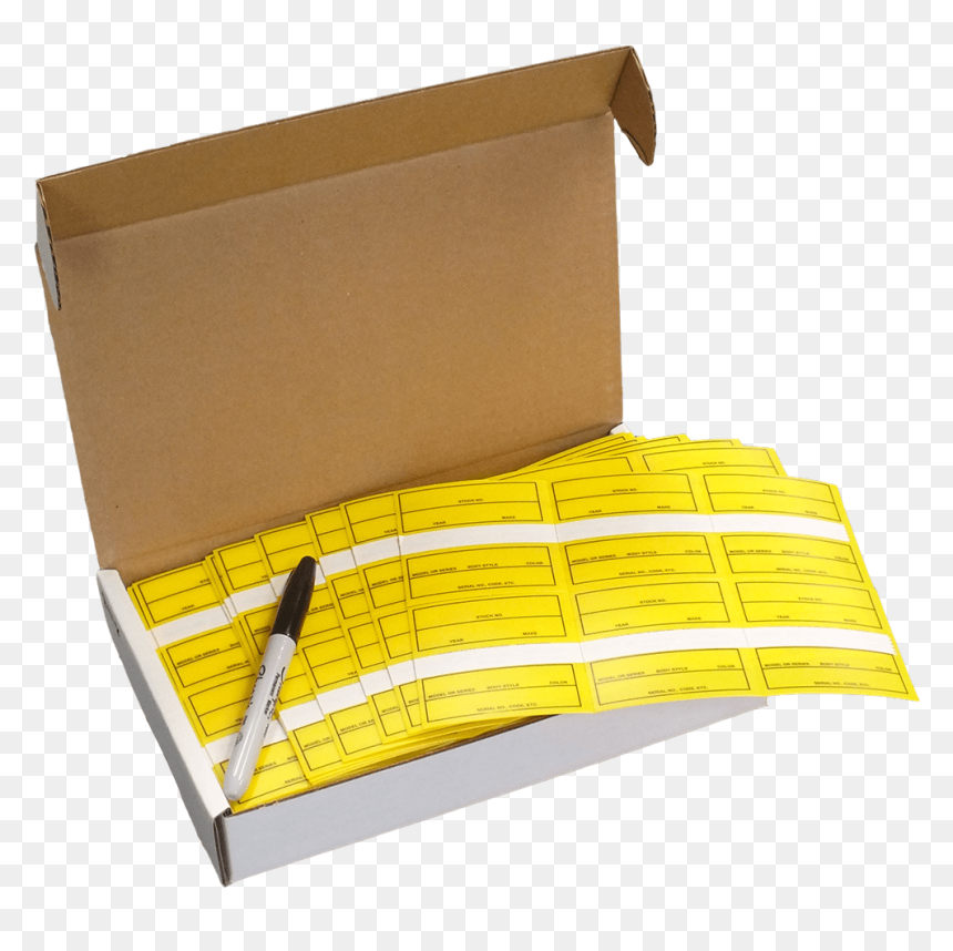 Yellow Square Stock Tags With Sharpie Pens - Wood, HD Png Download - sharpie png