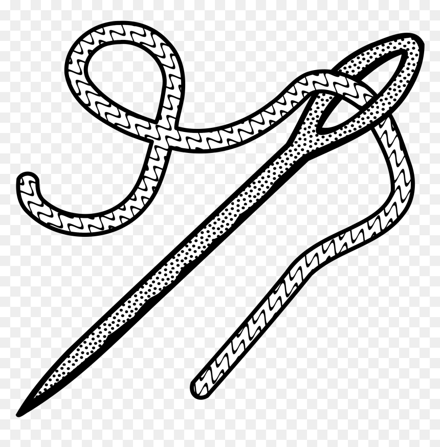 Lineart Clip Arts - Hand Needle Drawing, HD Png Download - thread png