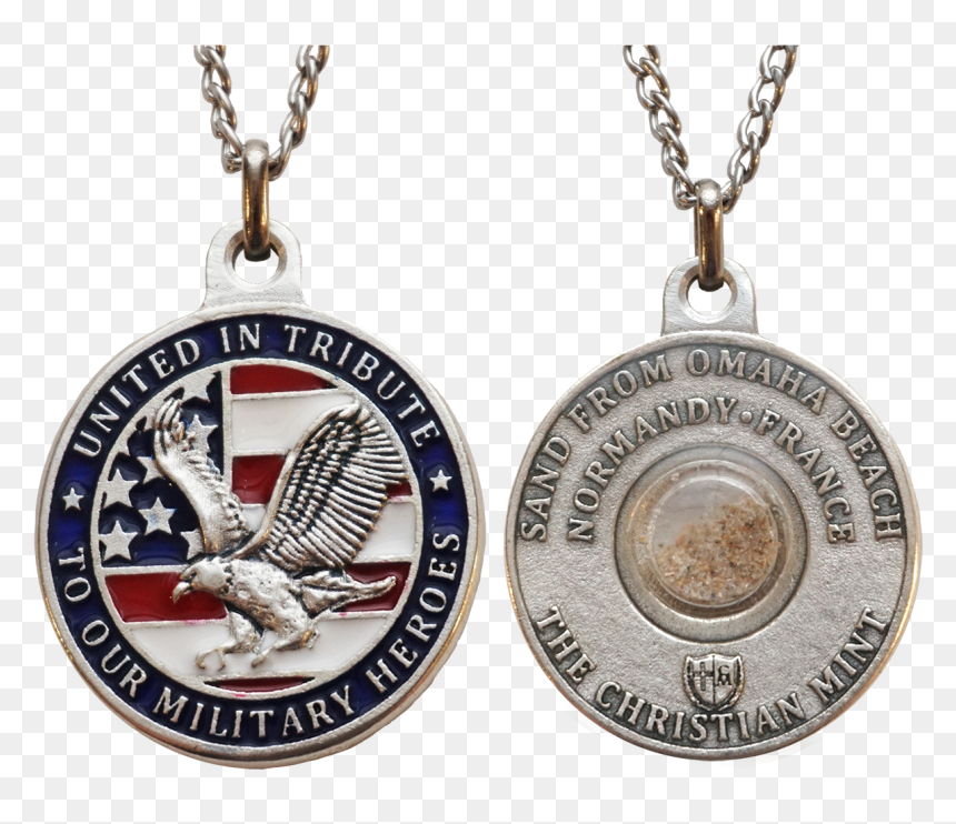 D-day Patriotic Medal W/ Omaha Beach Sand - Locket, HD Png Download - beach sand png