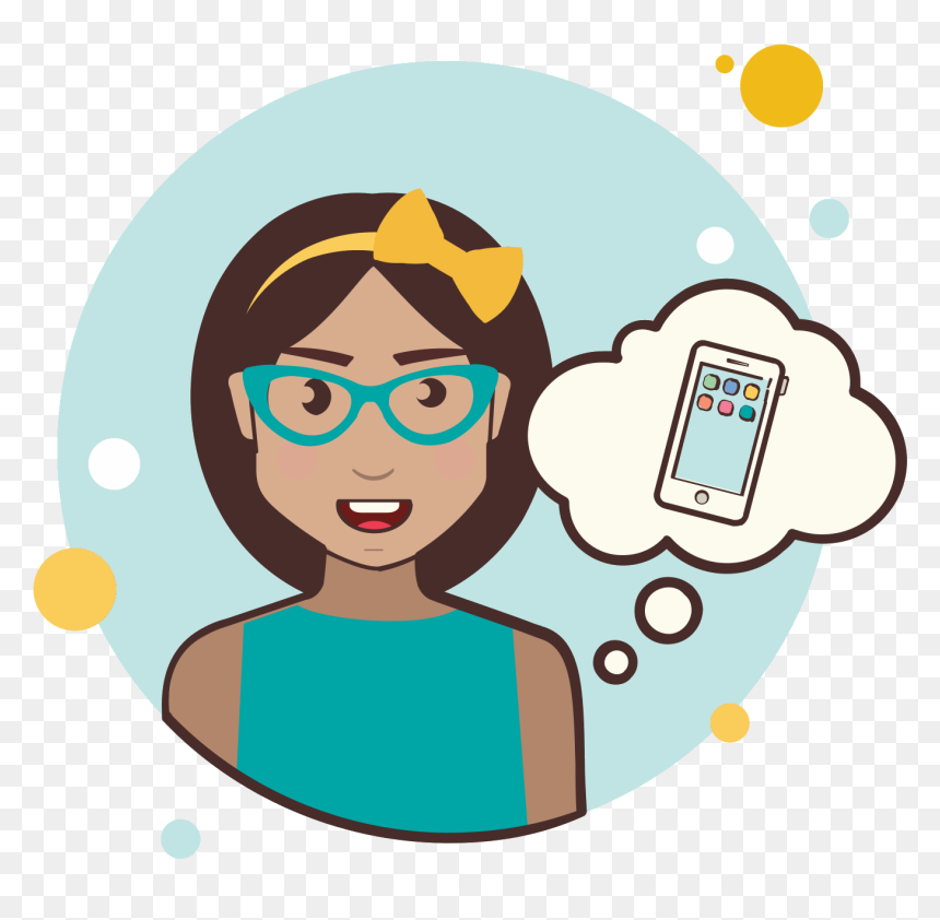 Girl With Smartphone Icon - People With Thermometer Cartoon, HD Png Download - smartphone icon png