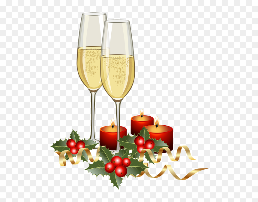 Christmas Champagne Clipart, HD Png Download - wine glasses png
