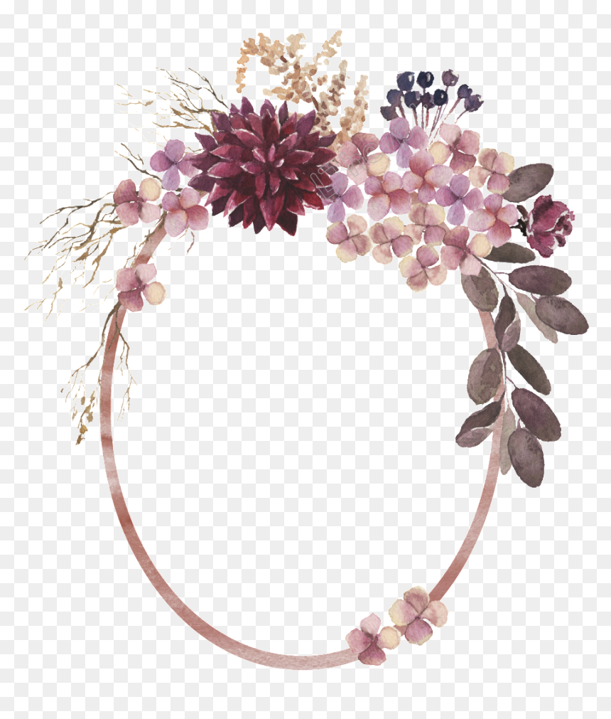 Thumb Image - Purple Flower Wreath Watercolor Png, Transparent Png - watercolor wreath png