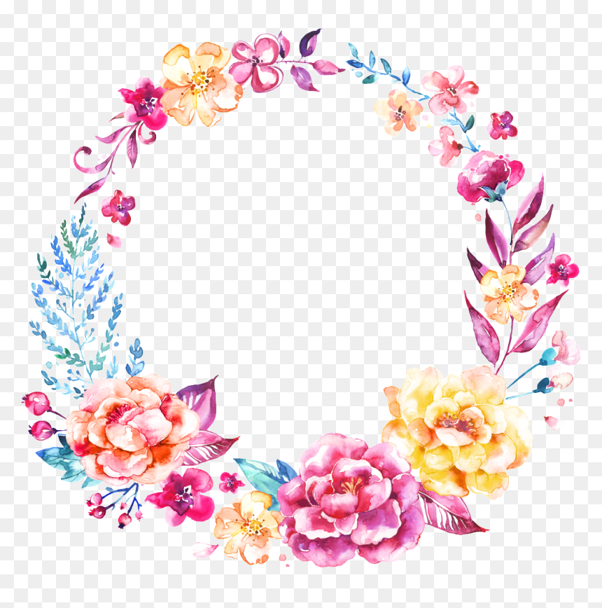 This Graphics Is Png Hand Painted Watercolor Wreath - Flower Spring Invitation Background, Transparent Png - watercolor wreath png