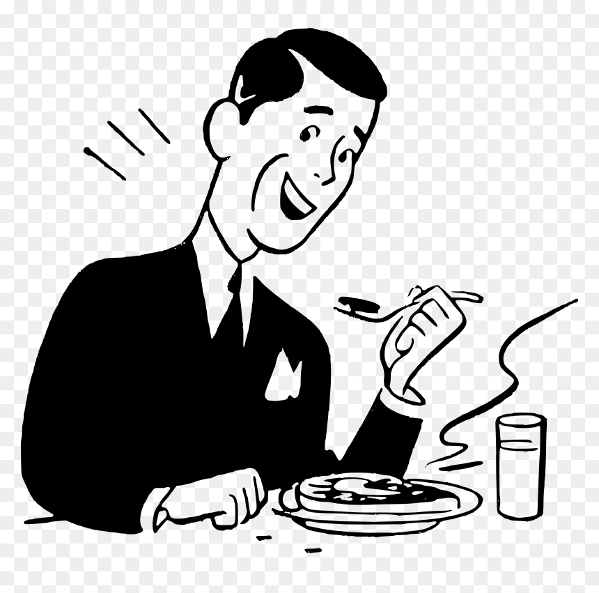 Png Black N White People Dad - Eating Clipart Png, Transparent Png - people eating png