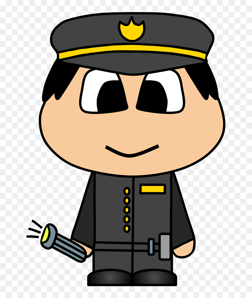 Policeman, Shield, Flashlight, Big Eyes, Cartoon Person - Cartoon Person, HD Png Download - policeman png