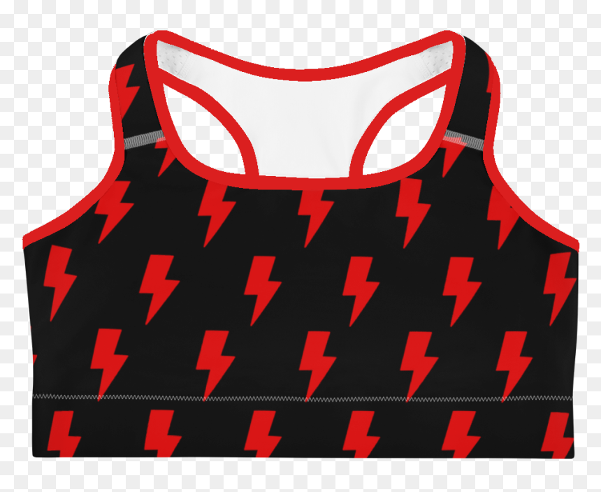 Black & Red Lightning Bolts Sports Bra - Sports Bra, HD Png Download - red lightning png