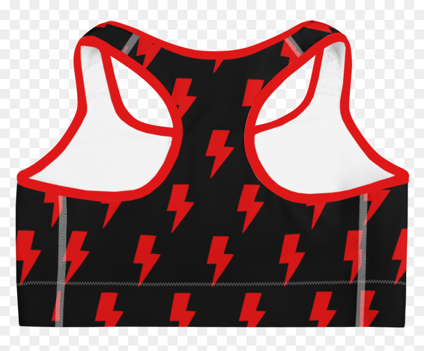 Black & Red Lightning Bolts Sports Bra - Sports Bra, HD Png Download - red lightning png