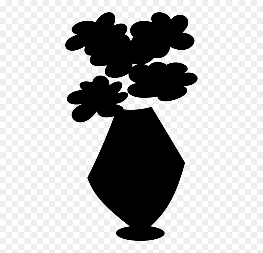 Plant,flower,silhouette - Flowers In Vase Silhouette, HD Png Download - flower silhouette png