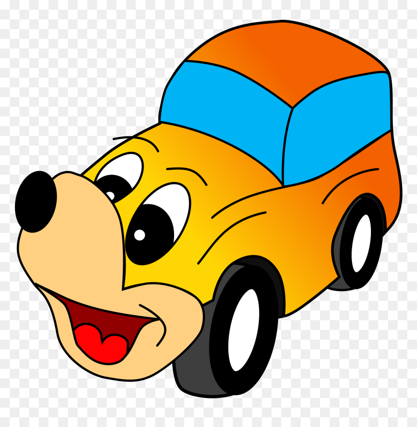 Comic Yellow Car Clip Arts - Cardog, HD Png Download - cartoon car png