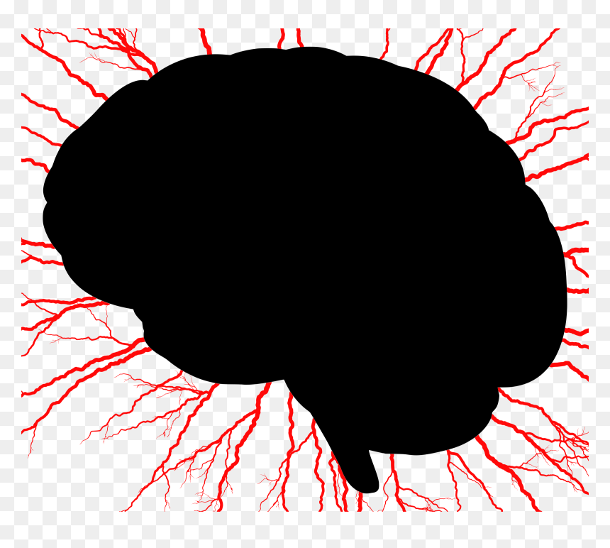 Lightning Clipart Brain - Brain Side View Shiloutte, HD Png Download - red lightning png
