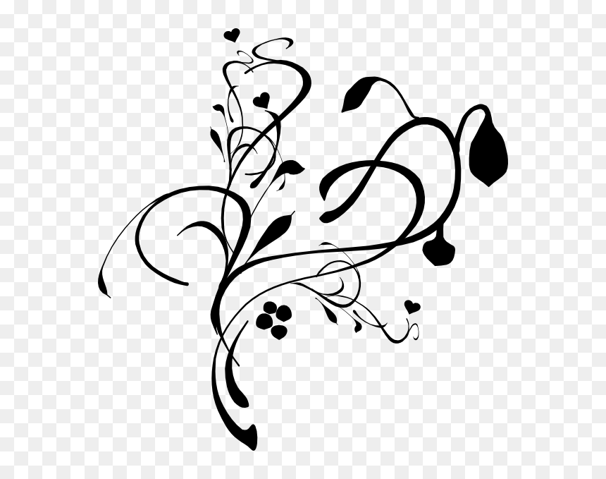 Heart Vines Watermark Clip Art At Clker - Vines Clip Art, HD Png Download - flower vine png