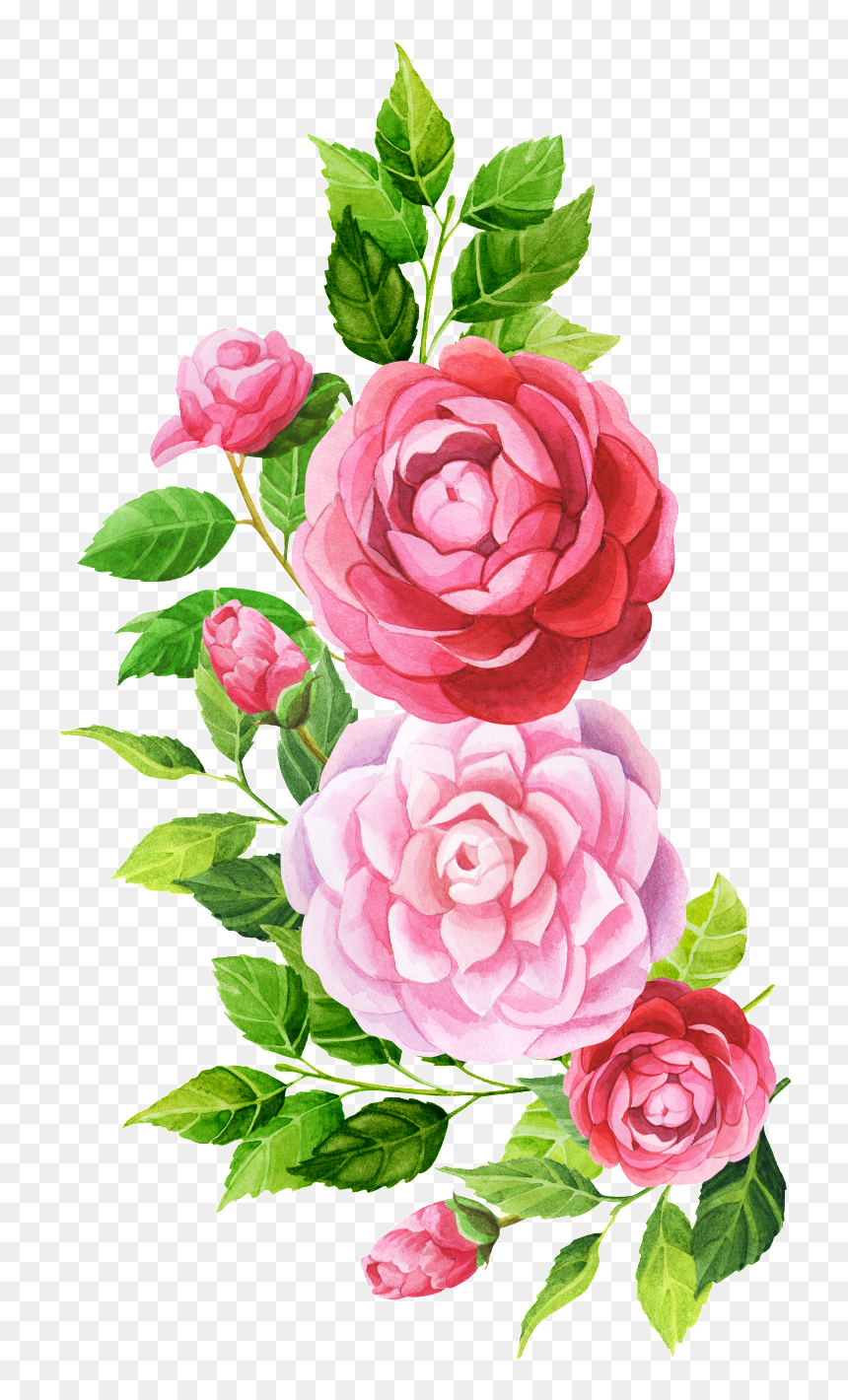Hand Painted Pink Flower Png Transparent - Hand Painted Flower Png, Png Download - flower png transparent
