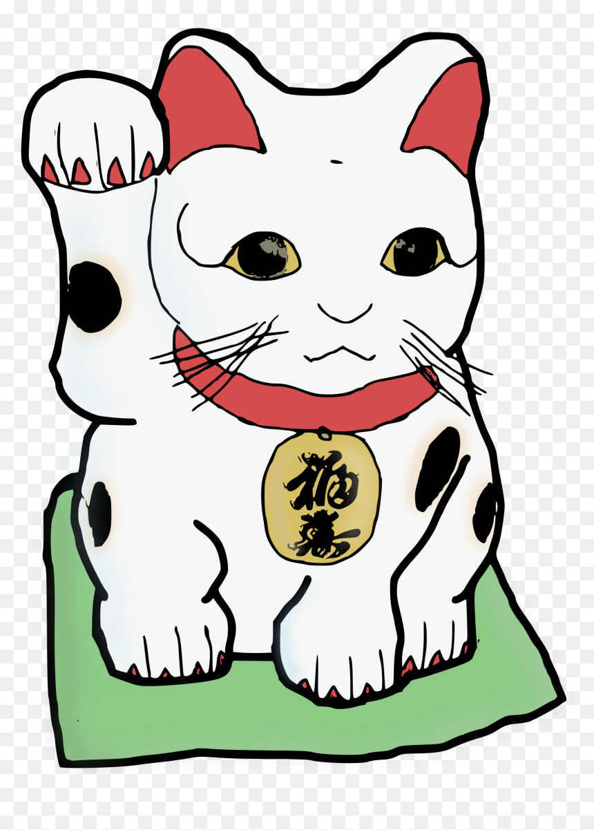 Cats Clipart Colour - Maneki Neko Clipart, HD Png Download - flying cat png