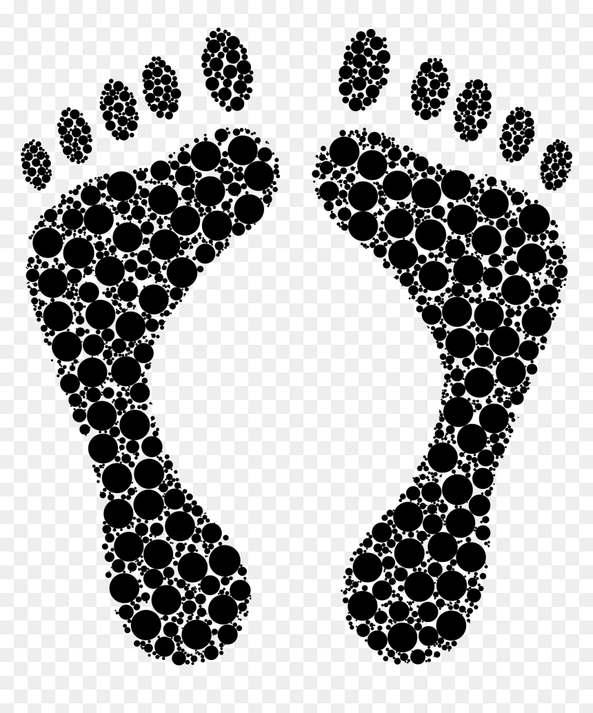 Footprints Silhouette Circles Big Image Png - Hand And Foot Black, Transparent Png - footprints png