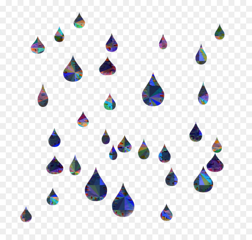 Raindrops Hologram Rain Drops Ftestickers - Triangle, HD Png Download - rain drops png