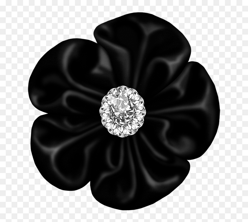 Black Flower Png - Black Bow With Diamond Transparent Background, Png Download - black bow png