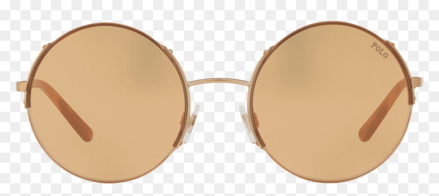 Half Rim Round Sunglasses In Shiny Rose Gold - Bronze, HD Png Download - round glasses png
