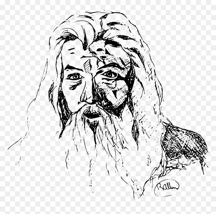 Wizard In Black And White, HD Png Download - old man png