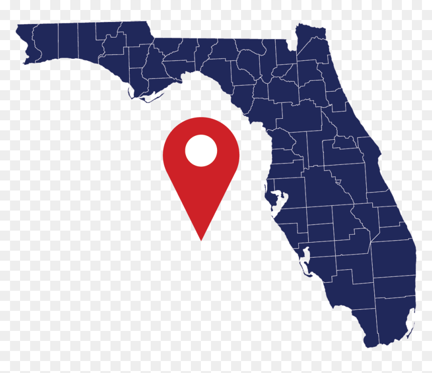 Fhc Florida Map With Pinpoint Blue-01 - 2020 Florida Democratic Primary Results, HD Png Download - florida map png