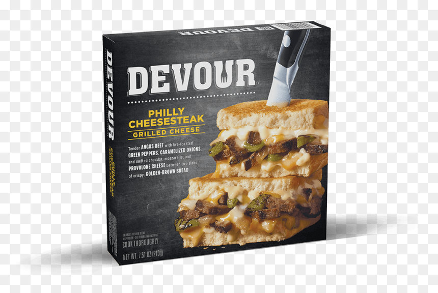 Philly Cheese Grilled Cheese , Png Download - Devour Frozen Meals, Transparent Png - grilled cheese png