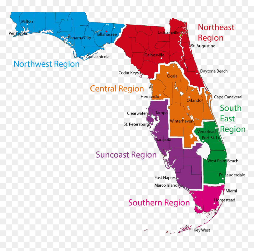 Florida-map - Florida Juvenile Probation Office, HD Png Download - florida map png