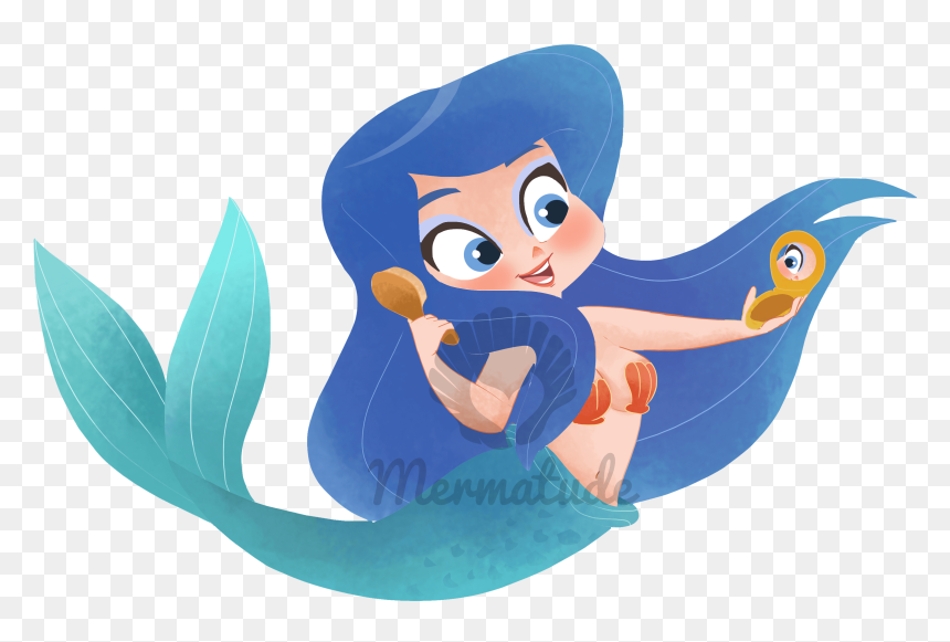Cartoon Mermaid Blue Hair, HD Png Download - whatsapp single emoji png