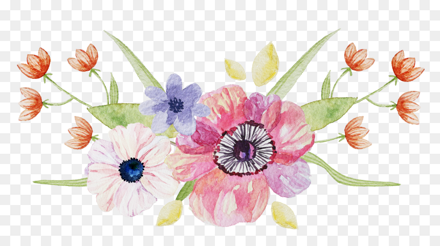 Fresh And Elegant Floral Watercolor Number - Flower Elegant Watercolor Png, Transparent Png - number png