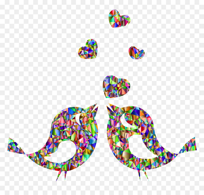 Vivid Polychromatic Love Birds Clip Arts - Black And White Love Clip Art, HD Png Download - colorful flying birds png