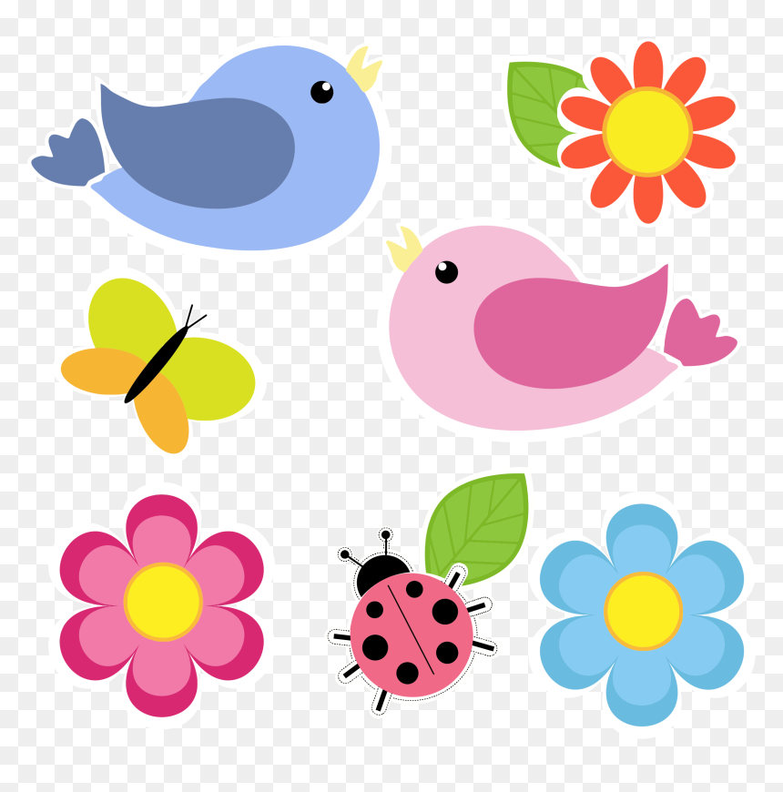 Bird Background Clipart Png Free Download Birds Butterfly - Flowers And Butterflies Clipart, Transparent Png - colorful flying birds png