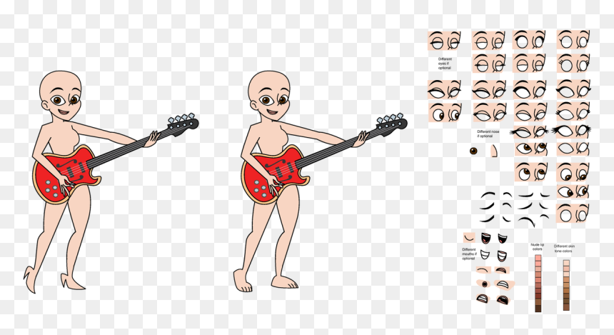 Havtith Human Bass Guitar Player Girl Magic Kristina - Guitar, HD Png Download - sitar png