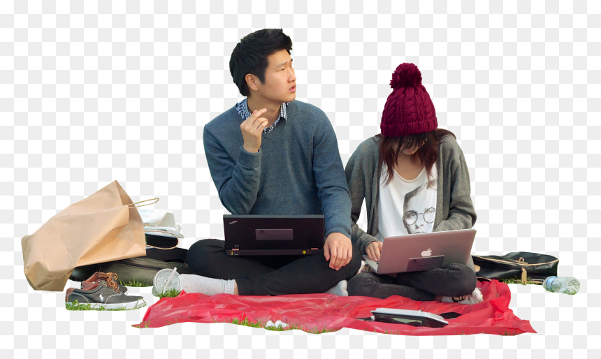 Couple With Laptops Architextures - People Picnicking Png, Transparent Png - picnic png