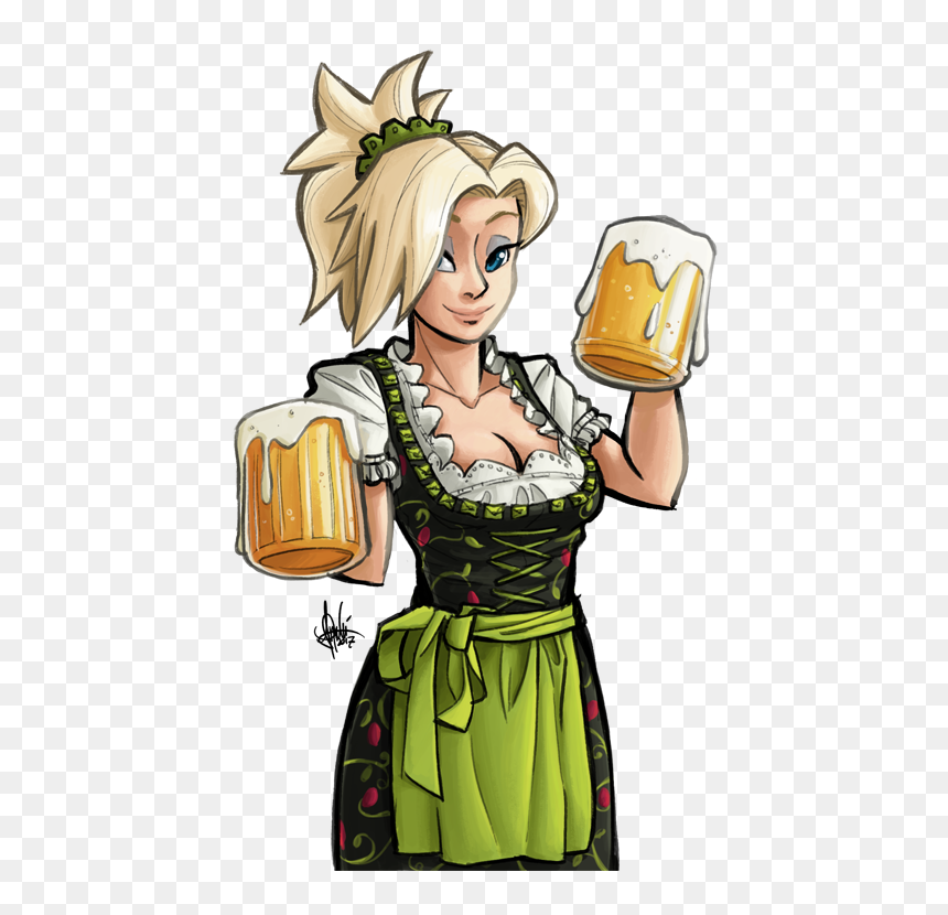 Oktoberfest Cartoon Fictional Character - Overwatch St Patrick's Day, HD Png Download - overwatch mercy png