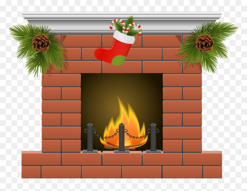 Christmas Fireplace Png Clipart - Christmas Fireplace Clipart, Transparent Png - fireplace png