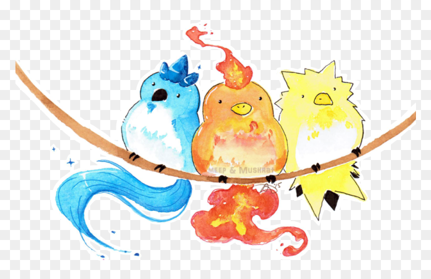 Check It Out, She"s Made Some Cute Watercolor Drawings, - 3 Legendary Birds Pokemon Chibi, HD Png Download - articuno png