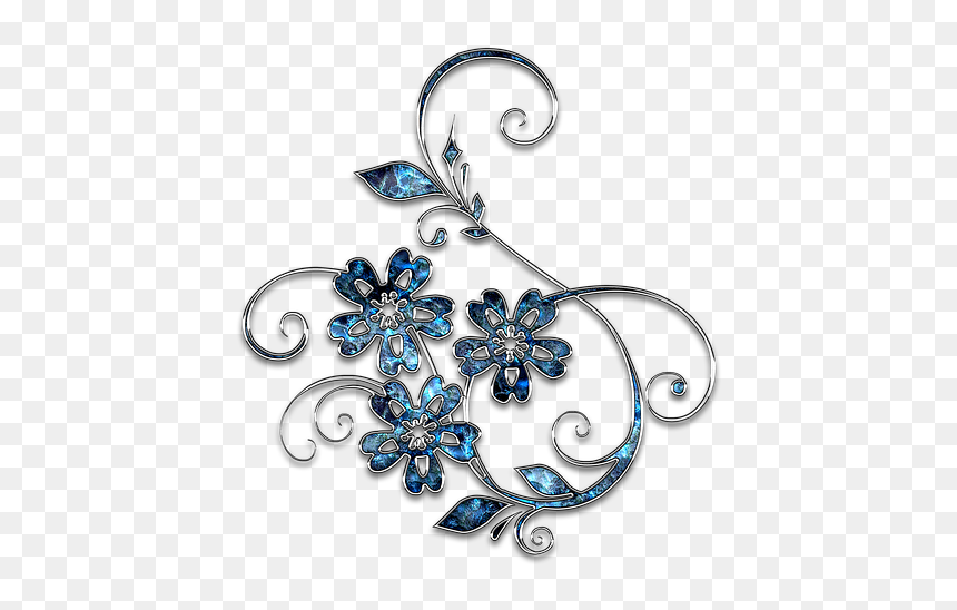 Blue And Silver Flower, HD Png Download - jewel png