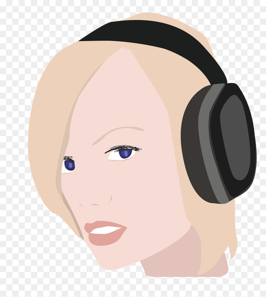 Girl Lady Headphones - Headphones, HD Png Download - headphones vector png