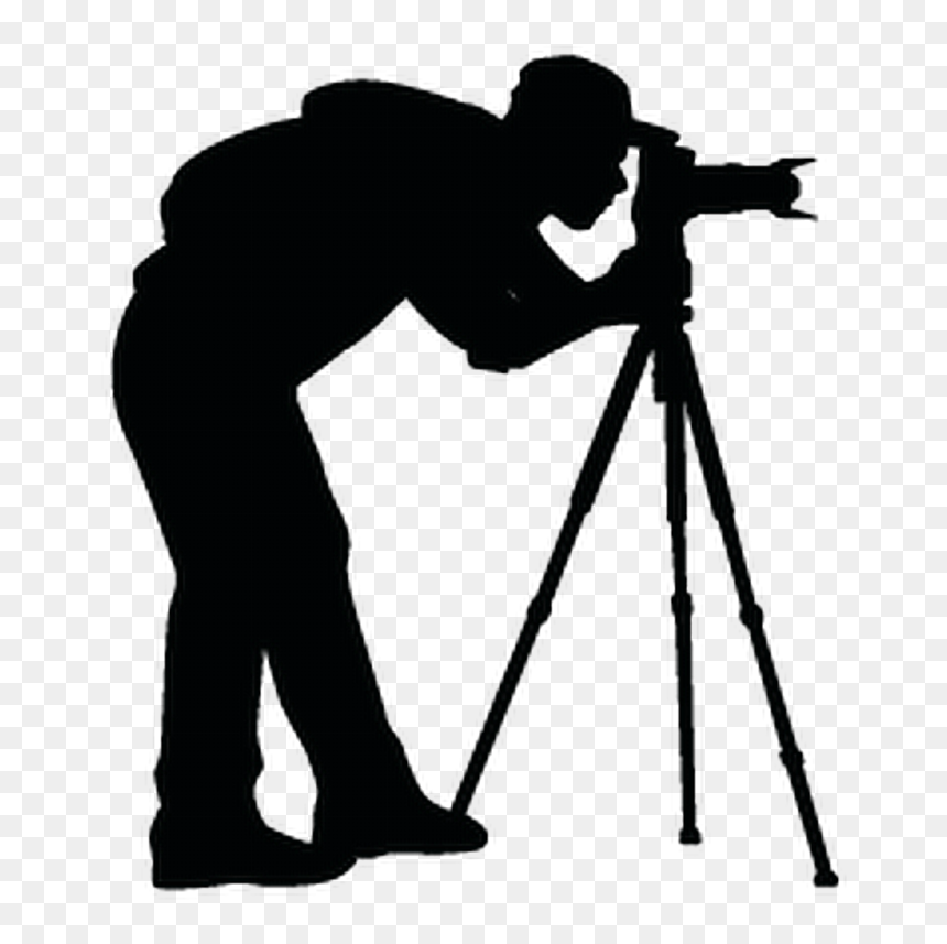 Ftestickers Silhouette People Man Photographer Photo - Camera With Tripod Png, Transparent Png - tripod png