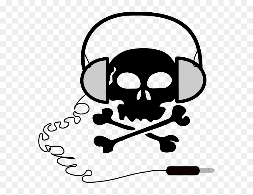 Headphone Skull Svg Clip Arts - Headphone With Skull Clipart, HD Png Download - headphones vector png