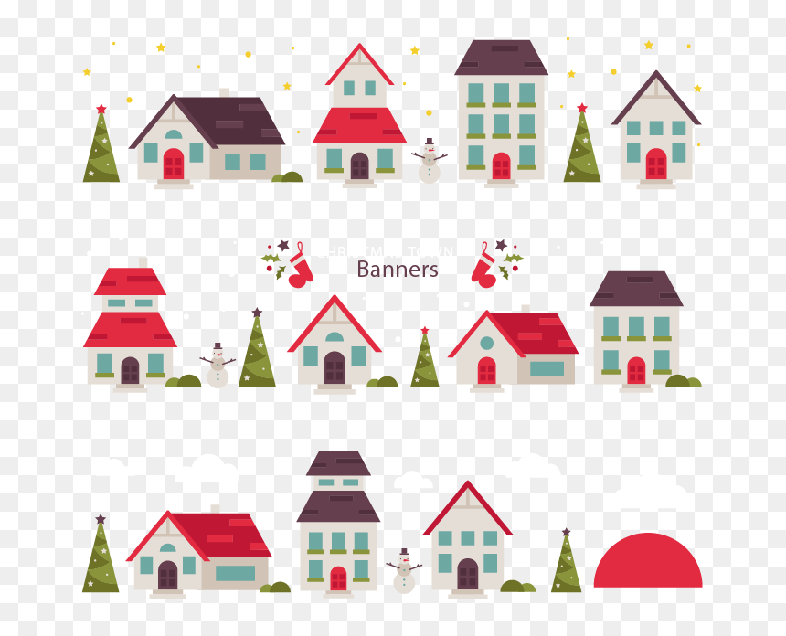 Christmas Banner Vecteur - Christmas Day, HD Png Download - town png
